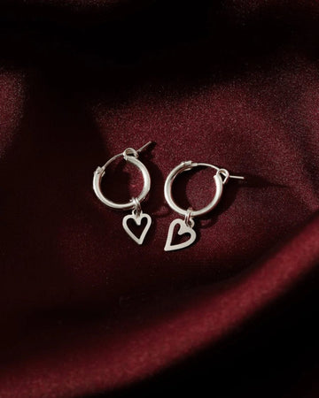 Heart Charm Huggie Hoops