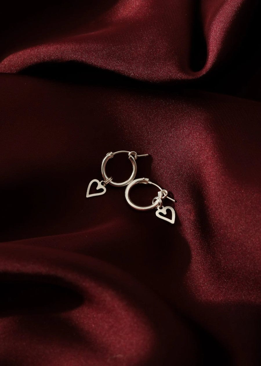 Heart Charm Huggie Hoops