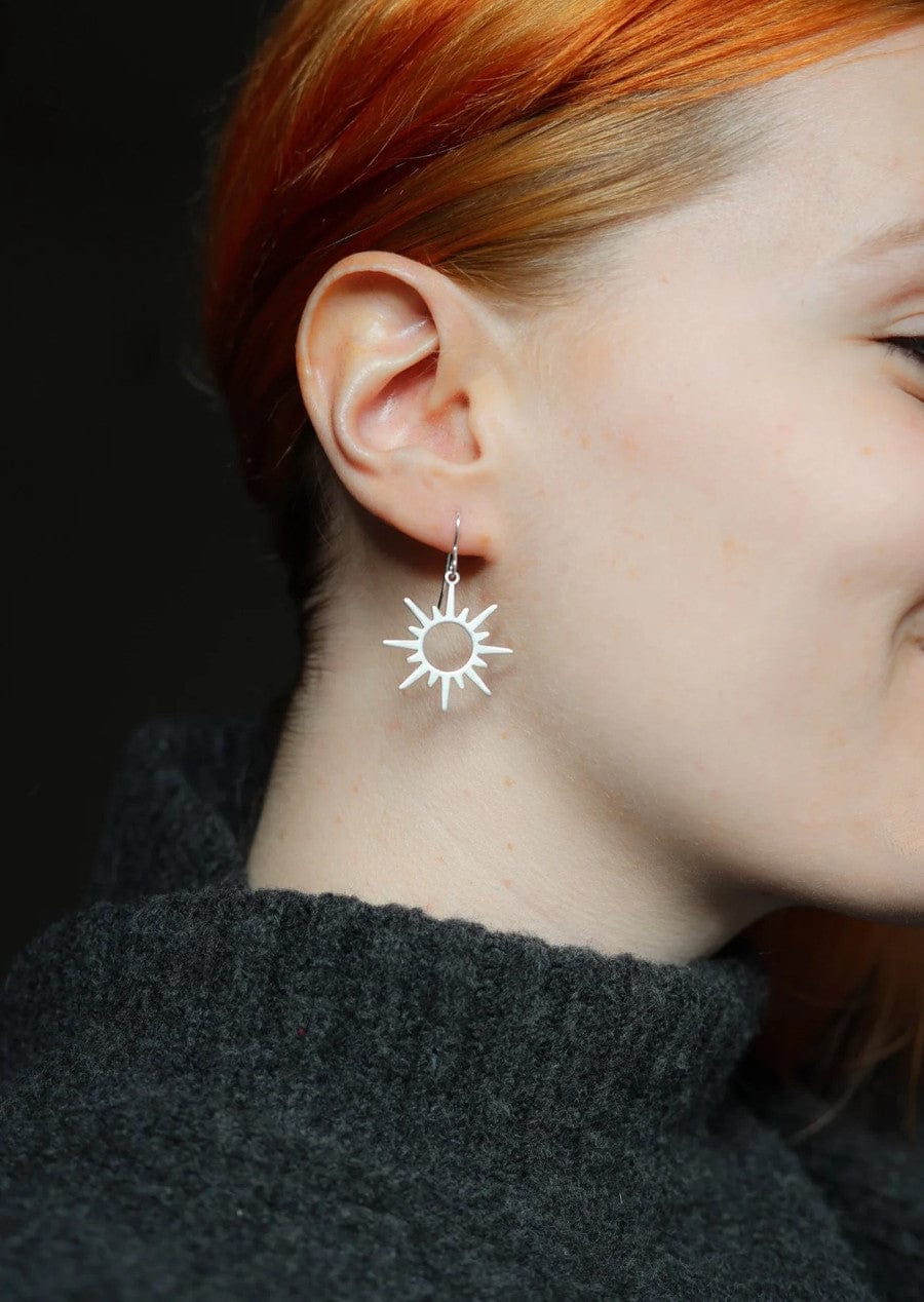 Sunburst Asymmetric Earrings Sterling Silver