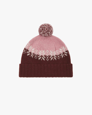#4012 Snowflake Bobble Hat Dusty Pink