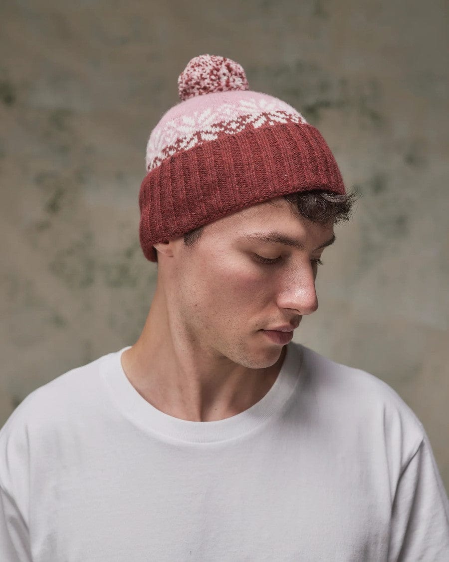 #4012 Snowflake Bobble Hat Dusty Pink