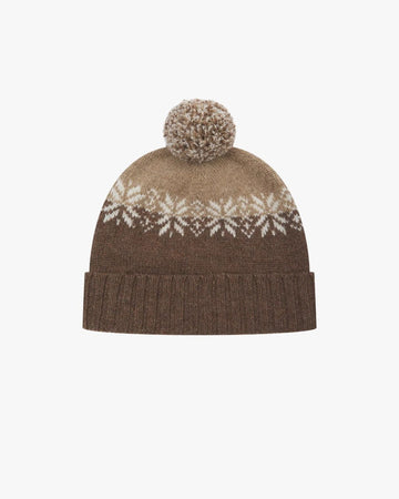#4012 Snowflake Bobble Hat Khaki