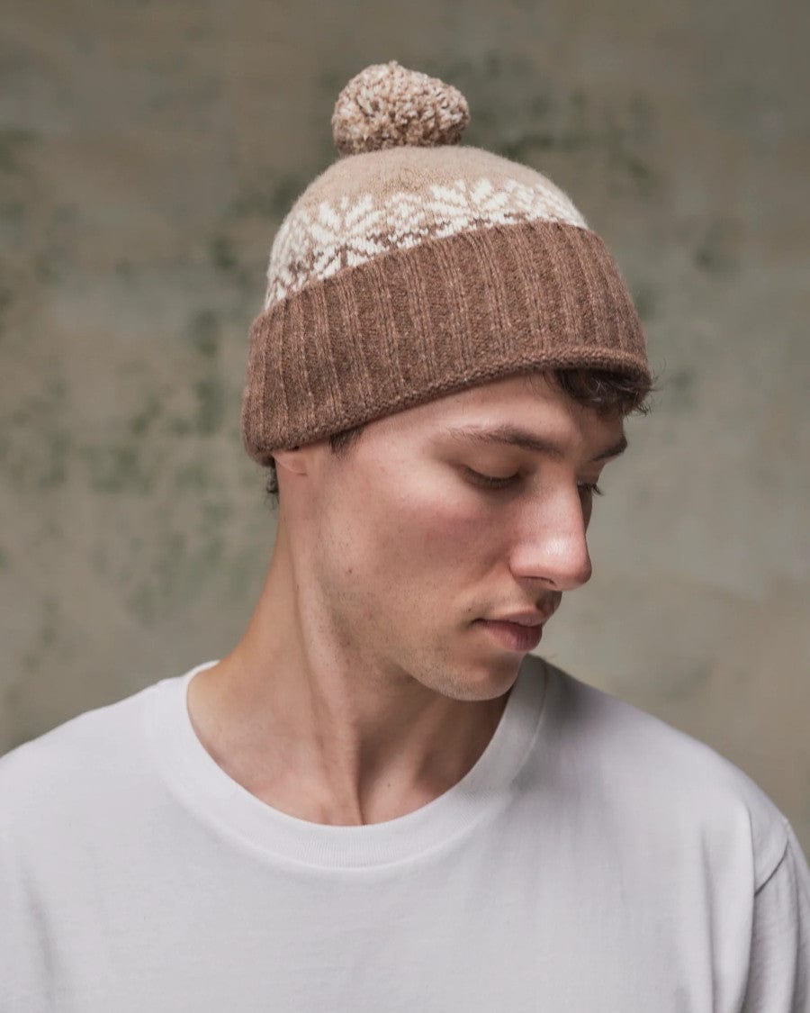 #4012 Snowflake Bobble Hat Khaki