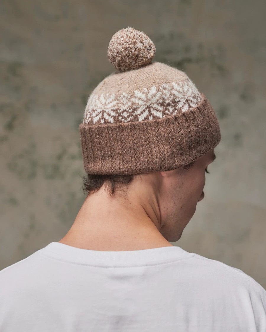 #4012 Snowflake Bobble Hat Khaki