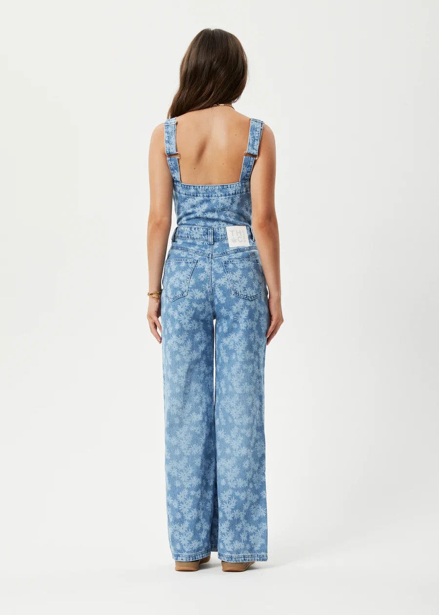 Hemp Denim Jumpsuit Worn Blue Daisy