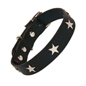 Black Silver Stars Dog Collar