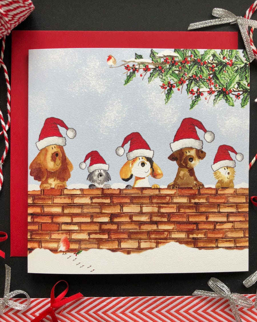 Dogs on a Wall Christmas Card