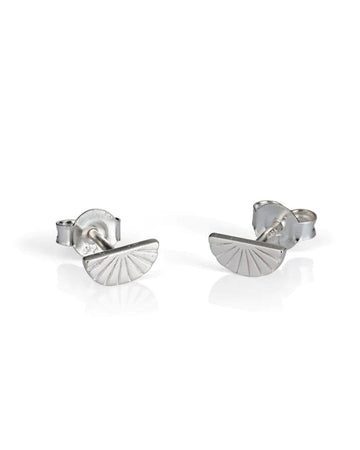 Silver Fan Stud Earrings