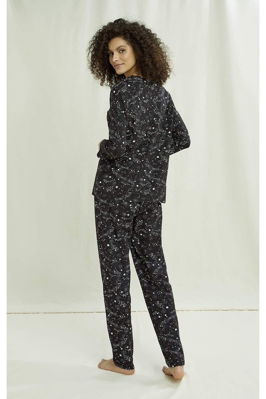 Black Starlight Pyjama Long Sleeved Top