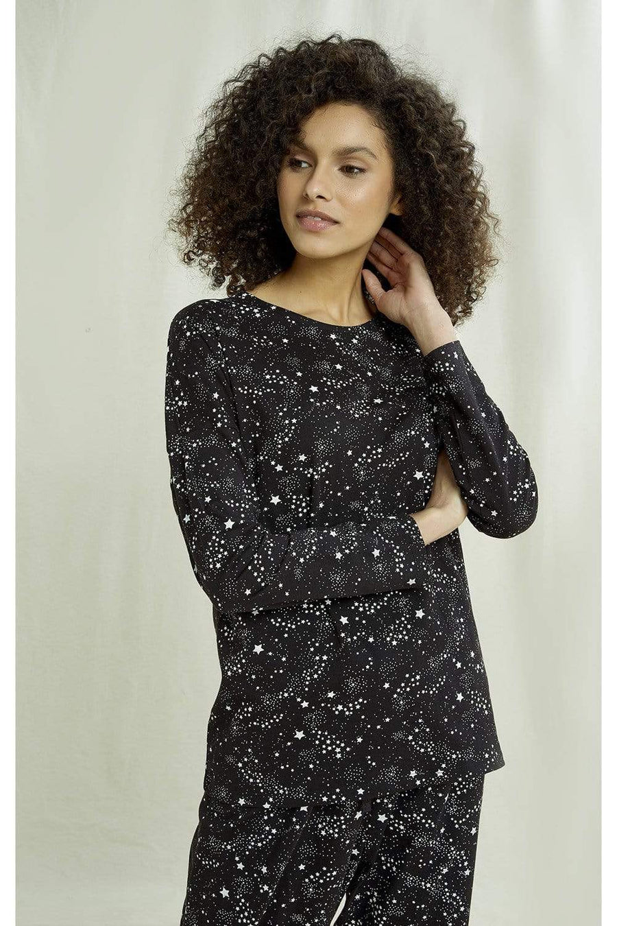 Black Starlight Pyjama Long Sleeved Top