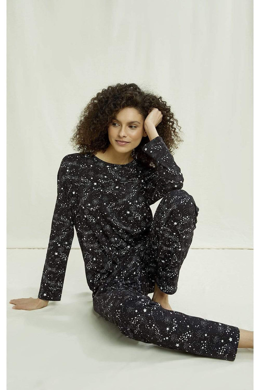 Black Starlight Pyjama Long Sleeved Top